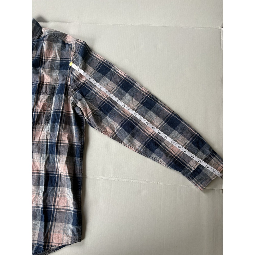 American Eagle Mens XXL Super Soft Flannel Shirt Pink Navy Plaid Button Down - Picture 6 of 6